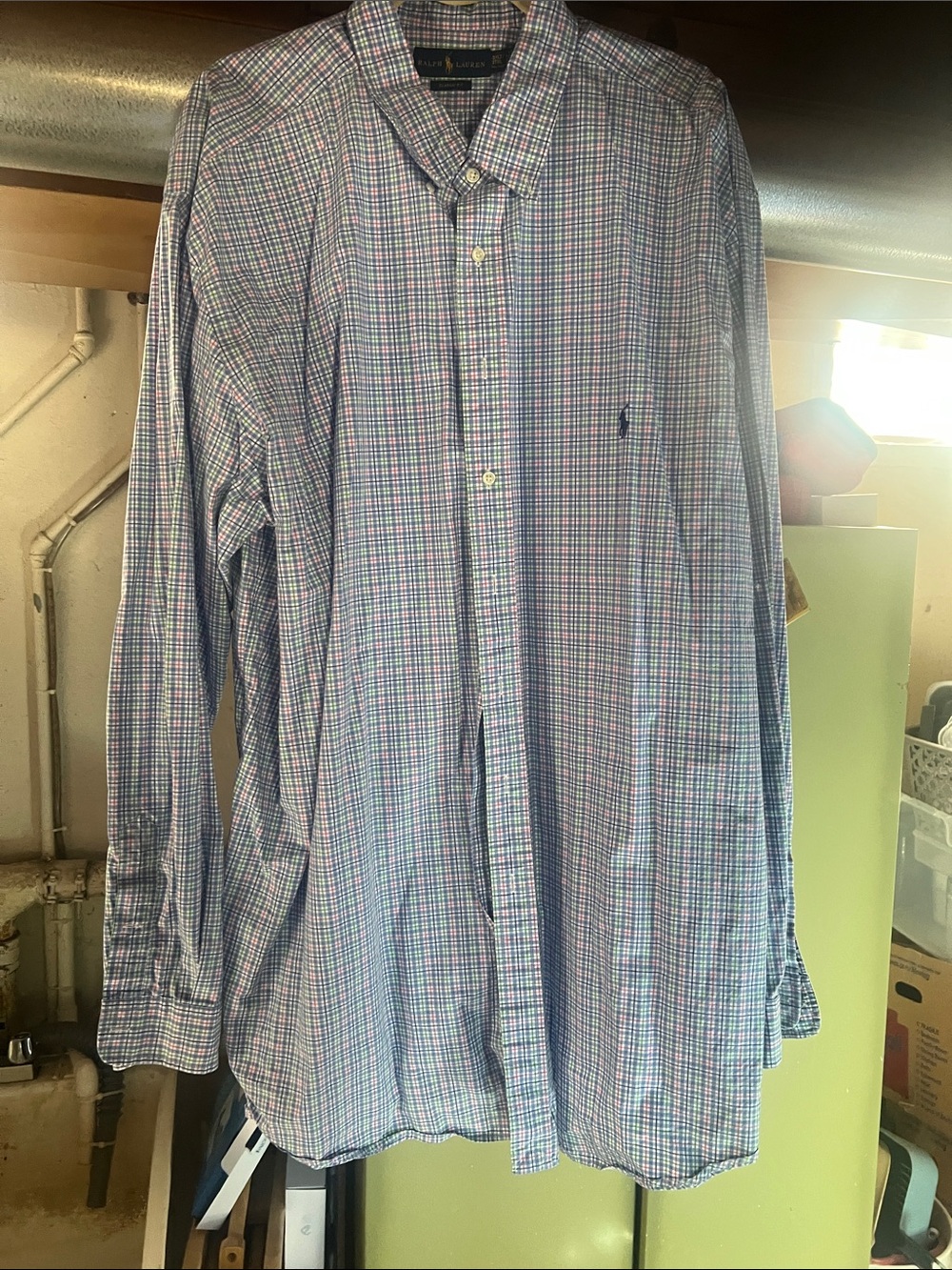 Ralph Lauren Blue and Pink Small-Check Dress Shirt
